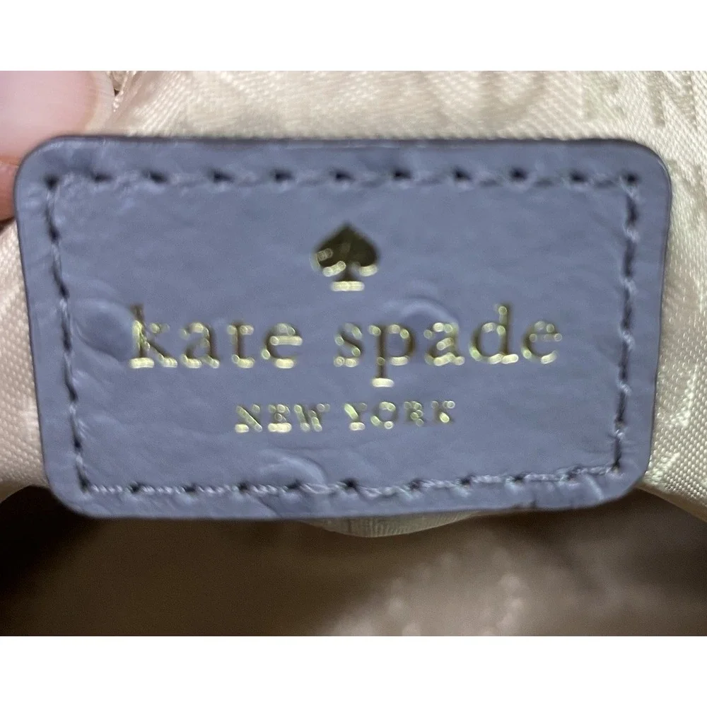 Kate Spade Blaine Windsor Large Gray Ostrich Embossed Leather Satchel Bag‎